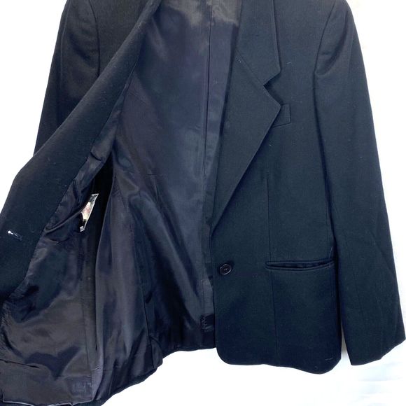 Evan Picone Petites Women One Button Blazer Jacket Size 8 Black Worsted Wool USA - Picture 2 of 8